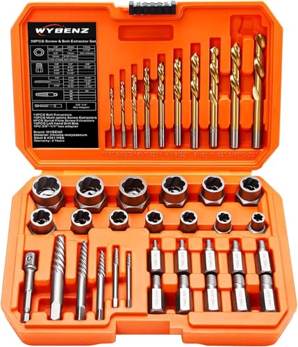 39PCS Screw & Bolt Extractor Set with Left Hand Drill Bit Set,Easy Out Screw Extractor Set,Multi-Spline Stripped Screw Extractor Kit, Bolt Extractor Kit for Studs, Rusted, Bolts & Screws - size: 39PCS