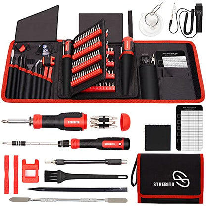 STREBITO Precision Screwdriver Set 191-Piece Multi-Bit Screwdriver 1/4 Inch Nut Driver Home Improvement Tool Electronic Repair Kit for Computer, iPhone, Laptop, PC, Cell Phone, PS4, Xbox, Nintendo - color: Red