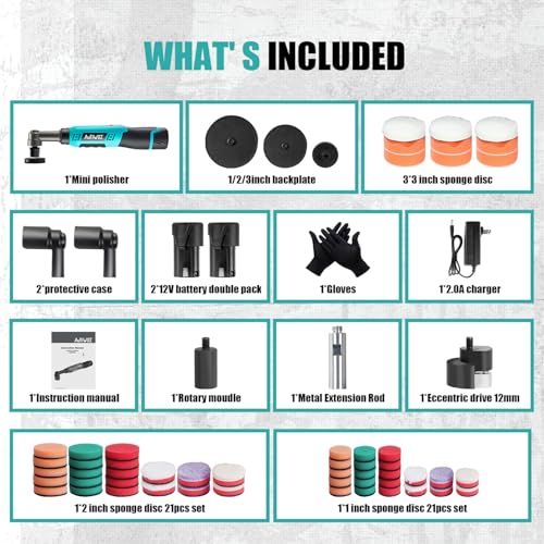 AUTIWOZ WS01 Cordless Mini Buffer Polisher, 1/2/3 Inch Micro Buffer Polisher, 6 Speeds 2Pcs 2000mAh Orbital/Rotary Mini Polisher for Polishing, Sanding and Cleaning, Mini Buffer Machine Sets