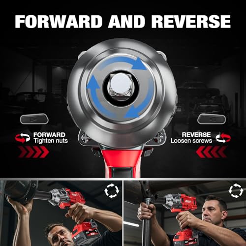 Alloyman Cordless Impact Wrench, 1475Ft-lbs (2000N.m) 1/2 High Torque Brushless Impact Gun, 20V Power Impact Driver, 4000mAh Battery,3 Sockets, Brushless Motor Variable Speeds for Car/Truck RV/Mower - style: 1475Ft-lbs /1x Battery