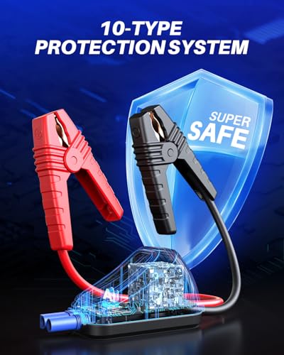 AUTOONE 6000A Car Battery Jump Starter Up to All Gas & 12L Diesel Engine, Car Battery Jumper Starter Portable 12V Jump Box with USB Output, Storage Case, LED Flashlight - size: 6000A