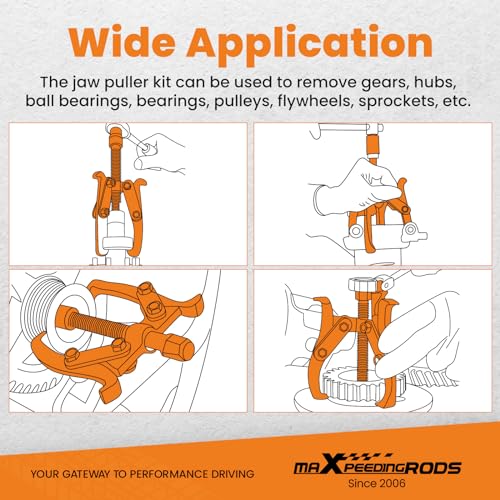 maXpeedingrods Gear Puller Set, Reversible 2 Jaw & 3 Jaw Hub Puller Kit, 3" 4" 6" 8" Bearing Puller Set, External Internal Pulley Flywheel Puller Tool Steering Wheel Hub Removal Tool - style: 2/3 Jaw Puller