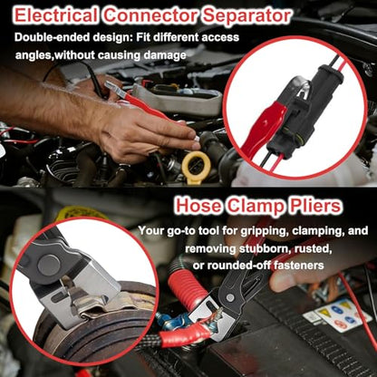 5 Pieces Electrical Disconnect Pliers for Cars, Automotive Electrical Plug Connector Disconnect Tool, Connector Separator, Hose Clamp and Relay Puller Plier for All Cars