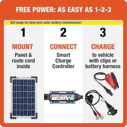 Optimate Solar Duo 10W, TM522-D1, 6-Step 12V / 12.8V 0.83A Weatherproof Solar Battery Saving Charger & maintainer - style: OptiMATE Solar DUO 12V / 12.8V charge controller with 10W Solar Panel