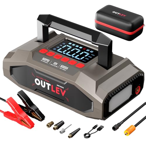 Jump Starter for Car Battery, 6000A Portable Jump Starter with Air Compressor 160PSI, Car Jumper Starter Portable for Trucks RV Boat, Emergency Road Trip Kit