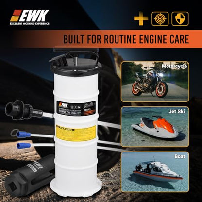 EWK 6.5L Manual Oil Extractor Pump for Oil Change, Fluid Evacuators for Cars, Boats, Jet Skies, Lawnmowers, Quick Oil Drain in 10 Pumps (6.5L + 7/8" O2 Sensor Socket) - size: 6.5L + 7/8" O2 Sensor Socket