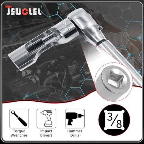 10PCS 10-19mm 3/8"Drive Diesel Injector Fuel Line Socket Wrench Set | Flare Nut Socket, Fastener Bent Pipes, Wired Temperature Sensors, EGT Sensor, Thermo Switches, ABS Tubes, Strut Nut Extractor - size: 10-19mm