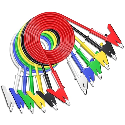 Goupchn 6PCS Alligator Clips Electrical Test Leads 6 Colors 3.3ft/1m | Dual Ended Crocodile Clips Wires, Insulators Clips, Test Flexible Copper Cable, For Electrical Testing - size: 6 Colors-3.3ft/1m, style: Style A