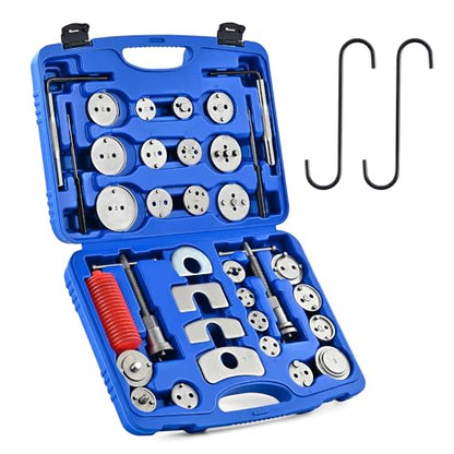 Orion Motor Tech 35 Piece Disc Brake Caliper Tool Kit, Heavy Duty Brake Caliper Compression Tool Kit for Brake Pad Replacement, Brake Piston Caliper Compressor Tool with 24 Adapters Fits Most Vehicles - size: 35pc