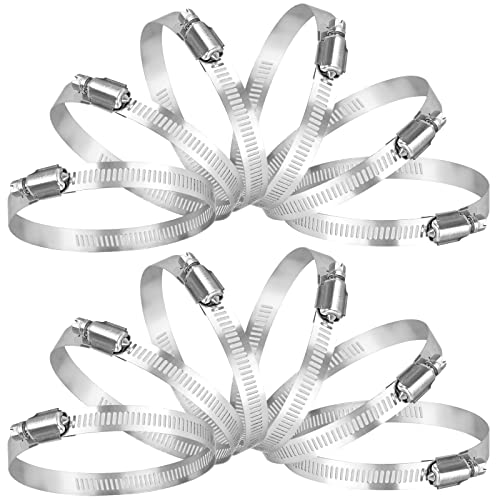 TICONN 12PCS Hose Clamp Set - 2''–3'' 304 Stainless Steel Worm Gear Hose Clamps for Pipe, Intercooler, Plumbing, Tube and Fuel Line - size: SAE #24 12PCS 2"~3"
