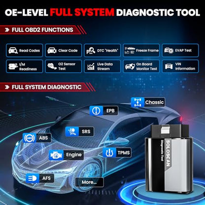KINGBOLEN Soloscan for Land Rover Jaguar OBD2 Scanner Bluetooth | No Subscriptions Lifetime Update, All Reset Service, Bidirectional Scan Tool for iOS & Android, Full System Car Scanner