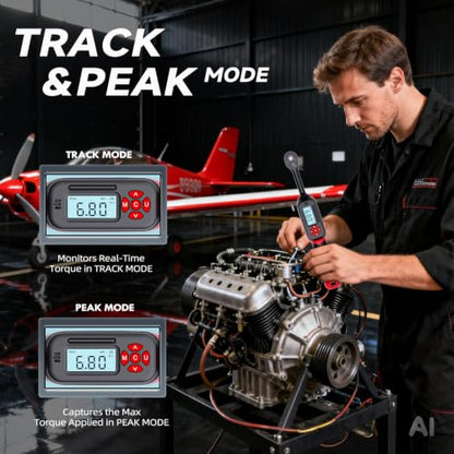 3/8" Digital Torque Wrench With Spark Plug Socket, 5-99.6 Ft.lb | ±2% Accuracy, Bright LED Display, Smart Triple Alert System, Peak & Track Modes, Preset Memory & Multi-Application - size: 3/8" 9pcs-Spark 6.8-135N.m/5-99.6Ft.lb