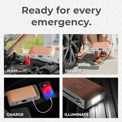 HALO Bolt Air 58830 Portable Car Battery Jump Starter | 100 PSI Air Compressor, 58.8Wh USB Power Bank, Emergency Floodlight & Charger, Jump Cars SUVs & Trucks, Inflate Tires, TSA Approved — Rose Gold - color: Rose Gold