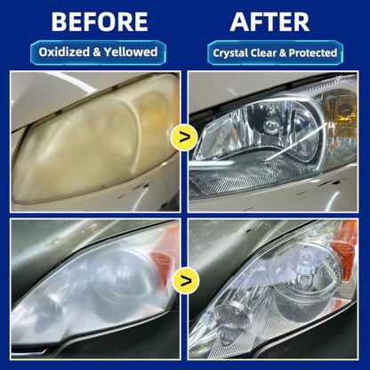 NASCA Headlight Restoration Kit, Car Headlight Cleaner and Restorer Kit | Removes Heavy-Duty Yellowing, Clouding & Scratches, Complete DIY Polishing Kit with Sanding Discs & Coating