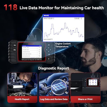 iCarsoft VAWS V2.0 2026 Ver All System Diagnostic Tool for VW Audi Bentley Bugatti Seat Man LD Skoda Etc 9 Services Live Data Battery Test OBD2 Scanner Lifetime Free Update Check Engine Code Reader