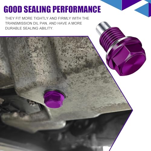 M14×1.5 Magnetic Oil Drain Plug, Transmission Oil Plug, Oil Pan Sump Drain Nut Bolt Screw Repair Kit, Car Magnetic Oil Drain Plug Removal Tool for Honda, Mazda, Suzuki, Jeep, Odyssey - color: Purple