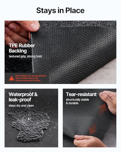 VEVOR Garage Floor Mat, 8'10"x22' Waterproof Protection from Water,Snow, Rain,Mud and Oil for Cars, Non-Slip Heavy Duty Containment Mat with TPE Anti-Leak Backing & Easy to Clean & Cuttable - size: 8.8' x 22'
