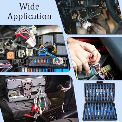 Terminal Removal Tool Kit-41Pcs Depinning Tool with Blow-Molded Case | 41Pcs Depinning Tools Kit Automotive Blue Electrical Pin Removal Tool Kit for Auto Motorcycle Wire Harness and Connectors - color: Blue