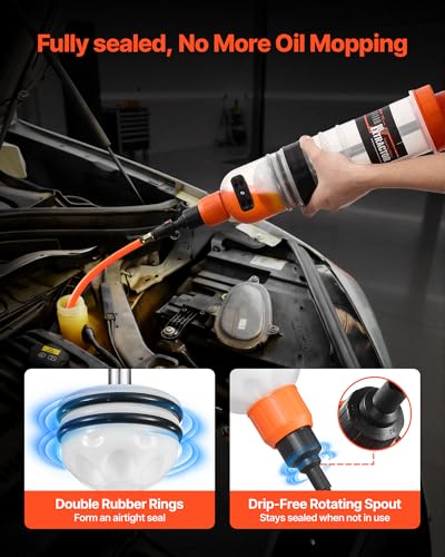 VEVOR 1500CC Fluid Extractor, Manual Automotive Fluid Pump Extractor, Oil Syringe with Long Hose and Extension Tubes Easy Oil Change, Suction Pump for Lawn Mowers Cars Ships Golf Carts Motorcycles