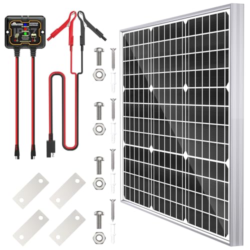 SOLPERK Solar Panel Kit 50W 12V, Waterproof Solar Battery Trickle Charger Maintainer + Smart MPPT Controller + Adjustable Mount Bracket for Boat Car RV Motorcycle(Without Mounting Bracket) - size: 50W MPPT Kit
