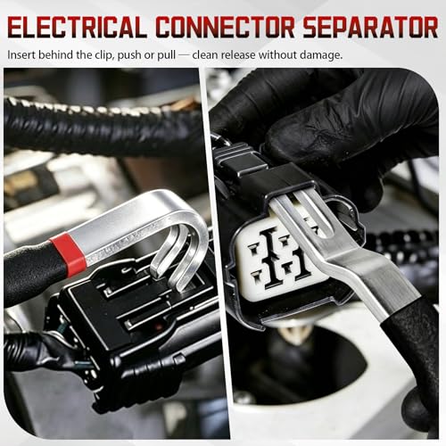 10 PCS Electrical Disconnect Pliers, Electrical Connector Removal Tool for Cars, Trucks & SUVs with Storage Box & Gloves