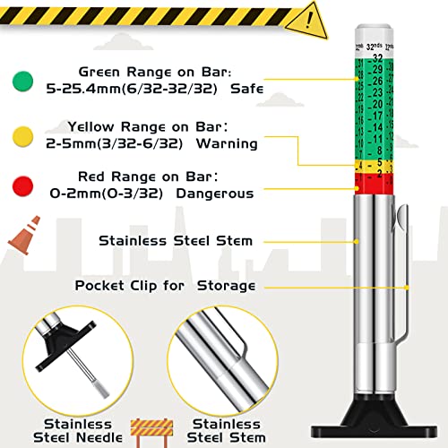 100 Pieces Tyre Tread Depth Gauge Color Coded Tire Depth Gauge Tool Tire Tread Accurate Measurement Tools, Green