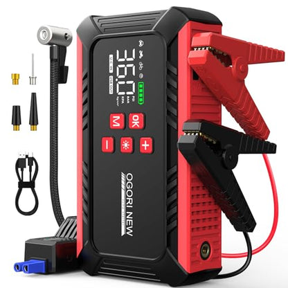 7000A Jump Starter with Air Compressor, 21800mAh Car Battery Jump Starter (All Gas/16.0L Diesel) with 150PSI Auto-Shutoff Tire Inflator, 12V Portable Jump Box with Booster, Jumper Cables - size: M
