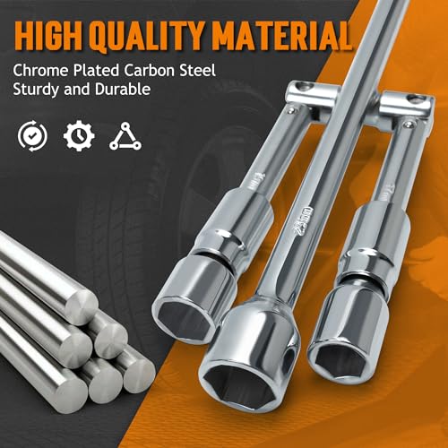 TONDA 4 Way Lug Wrench, Foldable Cross Tire Iron Lug Nut Wrench, Multi Size Chrome Plated Carbon Steel - style: Foldable