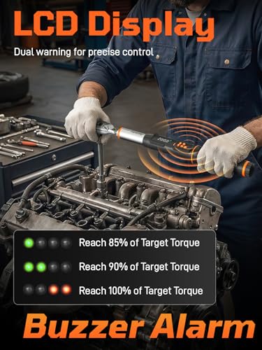 Digital Torque Wrench, 7.38-147.5 ft.lb/10-200 Nm, 1/2" Drive Inch Pound Torque Wrench Electronic with Buzzer & Colorful LED Indicator Cars Automotive