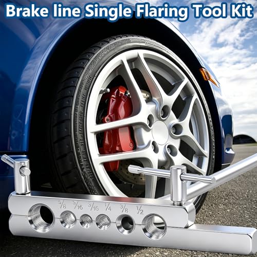 smseace 55Pack 3/16 Inch+1/4 Inch Brake line kit include 25 FT Zinc-plated brake lines with fitting(32pcs Fittings,4pcs Union+8pcs Nut) brake line bender,Single flare tool,cutter Brake line kit - color: Silver-A, size: 3/16inch+1/4inch