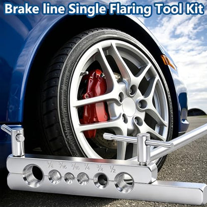 smseace 55Pack 3/16 Inch+1/4 Inch Brake line kit Include 25 FT Copper-Plated Brake Lines with Fitting(32pcs Fittings,4pcs Union+8pcs Nut) Brake line Bender,Single Flare Tool,Cutter Brake line kit - color: Gold-A, size: 3/16inch+1/4inch