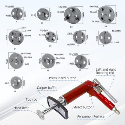 Pneumatic Brake Caliper Compression Tool 28-Piece Heavy Duty Disc Brake Caliper Piston Compressor Rewind Tool Set Wind Back Tool Kit with 23 Adapters for Brake Pad Replacement Reset - size: 28PCS Heavy Duty Caliper Piston Compressor Kit