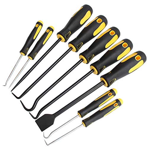 10Pcs Mechanic Pick Set Mechanic Precision Hook Picks Tools Set with Scraper Pick Hook Puller Remover Hose Removal Tool Automotive and Electronic Hand Tool