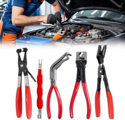5PCS Electrical Disconnect Pliers Electrical Connector Removal Tool – Automotive Hose Clamp Tool Set for DIY Car Owners, Safe Electrical Connector Removal, Tight Engine Bay Repair & Maintenance