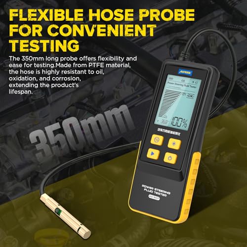 AUTOOL AS507 Power Steering Fluid Tester, Light Transmittance Oil Quality Tester, Power Steering Oil Aging & Contamination Detector with LCD Display for Automotive Maintenance
