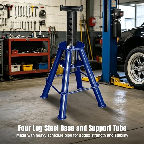 TCE 10 Ton (20000 lb) Capacity Heavy Duty Steel Car Jack Stands, Lifting Range from 18.9" to 29.9" for Trucks & Equipment, 2 Pack, Blue