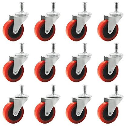 12 Pack Heavy-Duty 2" LOW PROFILE Swivel Caster Wheel for Creeper Service Cart Stool Post Mount - size: 12 Pack