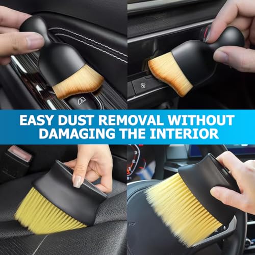 Car Interior Dust Brush Set, Soft Vehicle Bristles Detailing Brush Dusting Tool, Auto Cleaning Brushes Duster Accessories for Dashboard Air Conditioner Vents, Universal for Most Cars