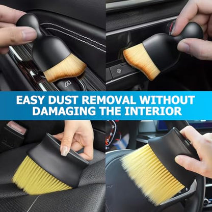 Car Interior Dust Brush Set, Soft Vehicle Bristles Detailing Brush Dusting Tool, Auto Cleaning Brushes Duster Accessories for Dashboard Air Conditioner Vents, Universal for Most Cars