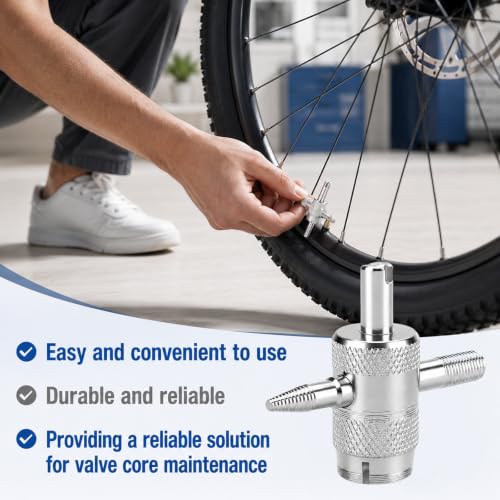 2PCS 4-Way Valve Core Removal Tool 4-in-1 Universal Valve Stem Tool | Multifunctional Tire Valve Stem Removal Tool for Car Bicycle Bike Motorcycle Tire Repair Accessories