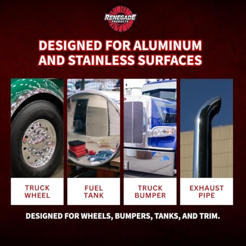 Renegade Liquid Cut & Polish Combo – Ultra Cut & Pro Red Metal Polishes with Blue and Yellow Foam Pads – 2-Step Aluminum & Stainless Steel Restoration Kit