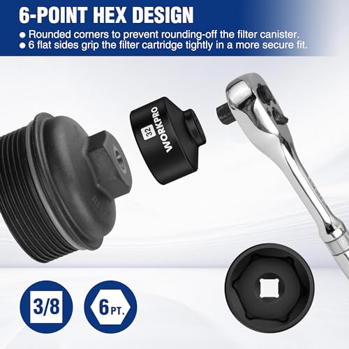 WORKPRO 32mm Oil Filter Socket Wrench, Oil Filter Removal Tool, Oil Filter Change Set, Ideal for Some Ecotec, TDI, VW, Audi, BMW, Polaris, GM, Volkswagen, Pontiac, Chevrolet, Saturn, Pontiac, Saab - style: 32mm