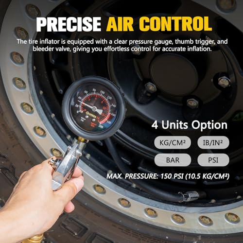 BUNKER INDUST 12V Twin Motor Air Compressor Offroad On-Board Air Pump Tire Inflator with Pressure Gauge Max 150 PSI for 4x4 Vehicle Tires