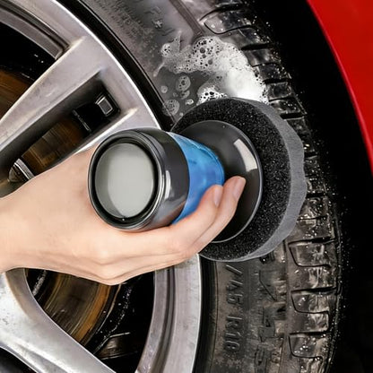 Tire Shine Applicator with 3 Heavier-duty Detachable Foam 2 liquid container 1 set of gloves for Car Cleaning and Fine Polishing Reusable Tire Dressing Applicator for Car Truck SUV Motorcycle - style: 6-piece set