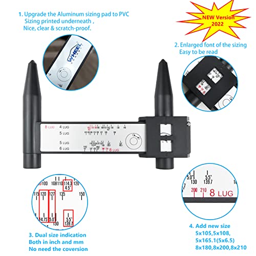WHEEL CONNECT PCD Gauge，Wheel/Rim Bolt Pattern Measuring Tool, PCD Ruler, Sliding Caliper for 4 5 6 8 Holes - color: Style-A