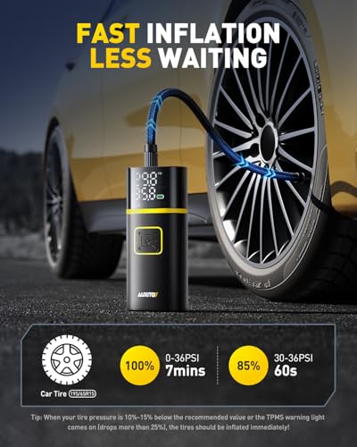 AUXITO Tire Inflator Portable Air Compressor - size: 5200mAh