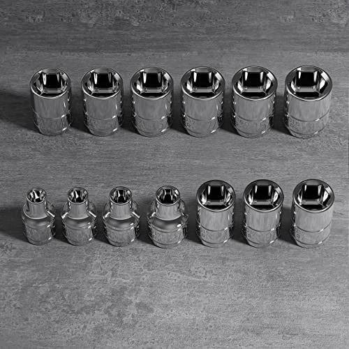 Olsa Tools SAE Shallow Socket Set - 3/8-Inch Drive, 13pc - 6-Point Chrome Sockets 1/4" to 1" and No Skipped Sizes - Mechanic Shallow SAE Socket Set - Professional Grade Short Sockets - Part: 1333 - color: Sae Shallow, size: 13pc, 3/8-Inch Drive