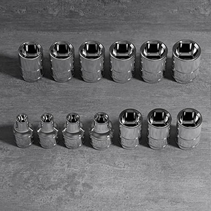 Olsa Tools SAE Shallow Socket Set - 3/8-Inch Drive, 13pc - 6-Point Chrome Sockets 1/4" to 1" and No Skipped Sizes - Mechanic Shallow SAE Socket Set - Professional Grade Short Sockets - Part: 1333 - color: Sae Shallow, size: 13pc, 3/8-Inch Drive