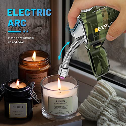 Lafagiet USB C Rechargeable Lighter, 360° Flexible Neck, Wind & Water Proof, Electric Arc Lighters for Candle, Camping - color: F37-cam