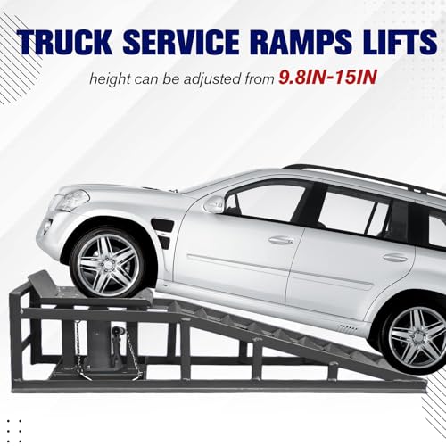 2 Pack Hydraulic Car and Truck Service Ramps,Low Profile Car Lift Service Ramps for Oil Changes,11000 Lbs (5 Tons), Adjustable Lift Height 9.8" to 16.21", Home Garage,Vehicle Auto Garage - color: Gray